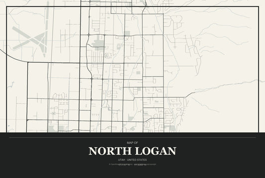 North Logan, Utah City Map Aluminum Sign in Museum Plaque style