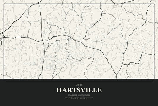 Hartsville, Tennessee City Map Aluminum Sign in Museum Plaque style