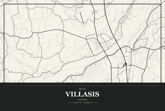 Villasis, Philippines City Map Aluminum Sign in Museum Plaque style
