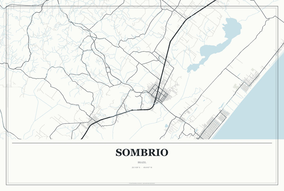 Sombrio, Brazil City Map Aluminum Sign in Gallery Air style