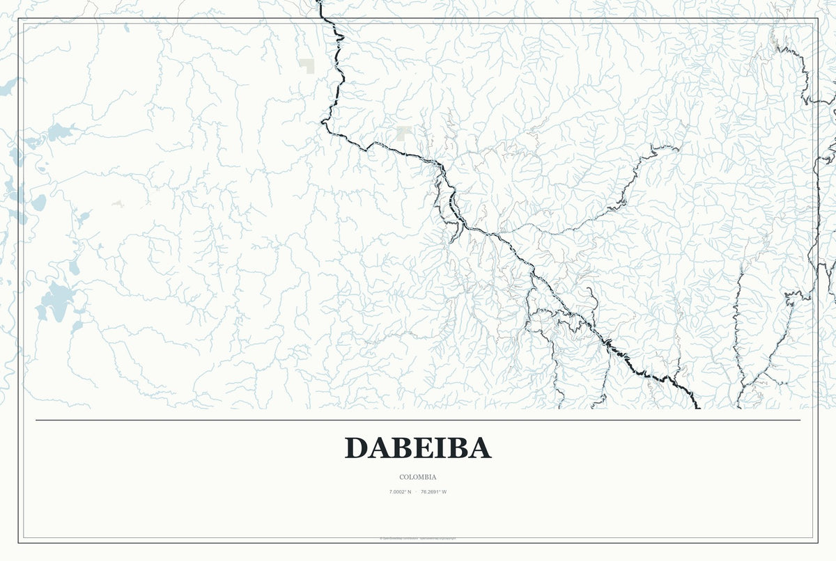 Dabeiba, Colombia City Map Aluminum Sign in Gallery Air style