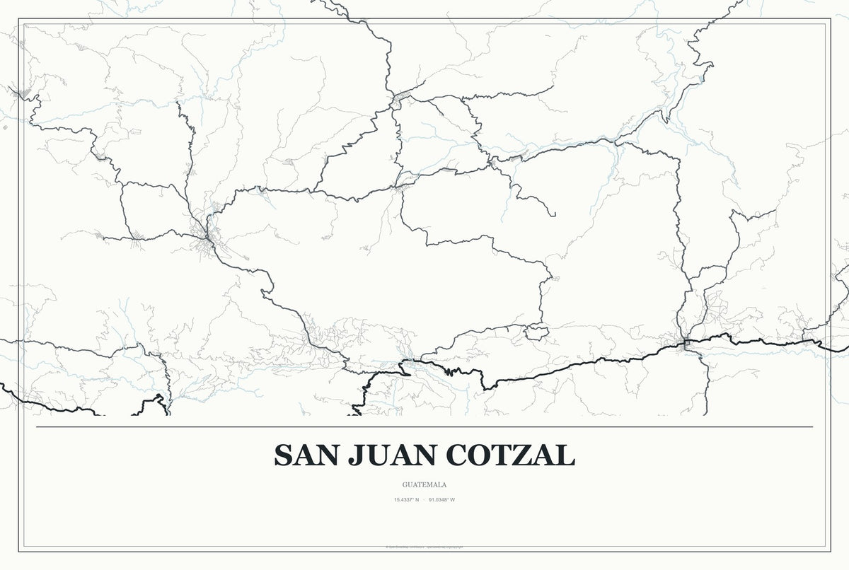 San Juan Cotzal, Guatemala City Map Aluminum Sign in Gallery Air style