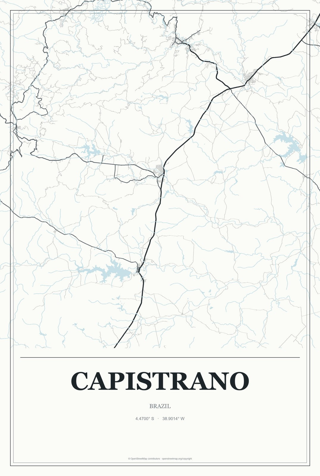 Capistrano, Brazil City Map Aluminum Sign in Gallery Air style