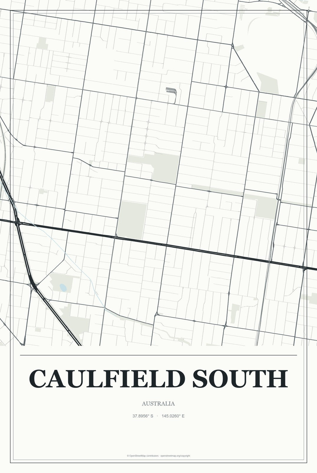 Caulfield South, Australia City Map Aluminum Sign in Gallery Air style