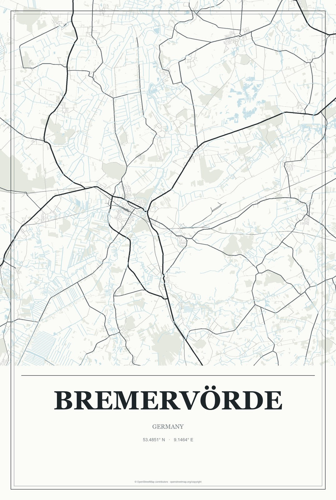 Bremervörde, Germany City Map Aluminum Sign in Gallery Air style