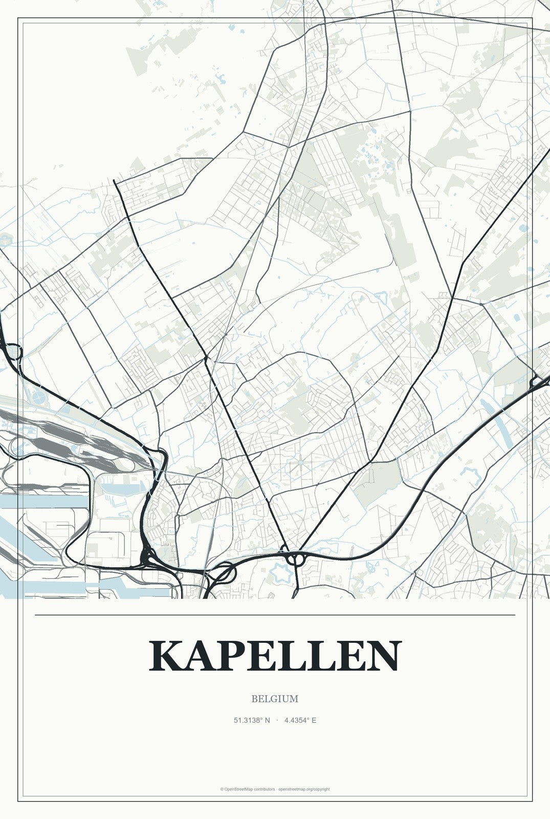 Kapellen, Belgium City Map Aluminum Sign in Gallery Air style