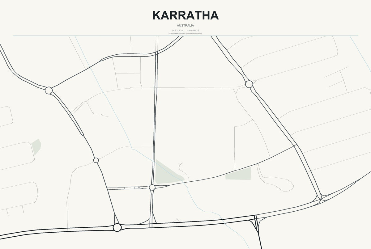 Karratha, Australia City Map Aluminum Sign in Headline Atlas style