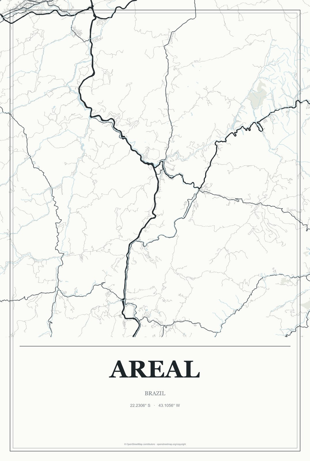 Areal, Brazil City Map Aluminum Sign in Gallery Air style