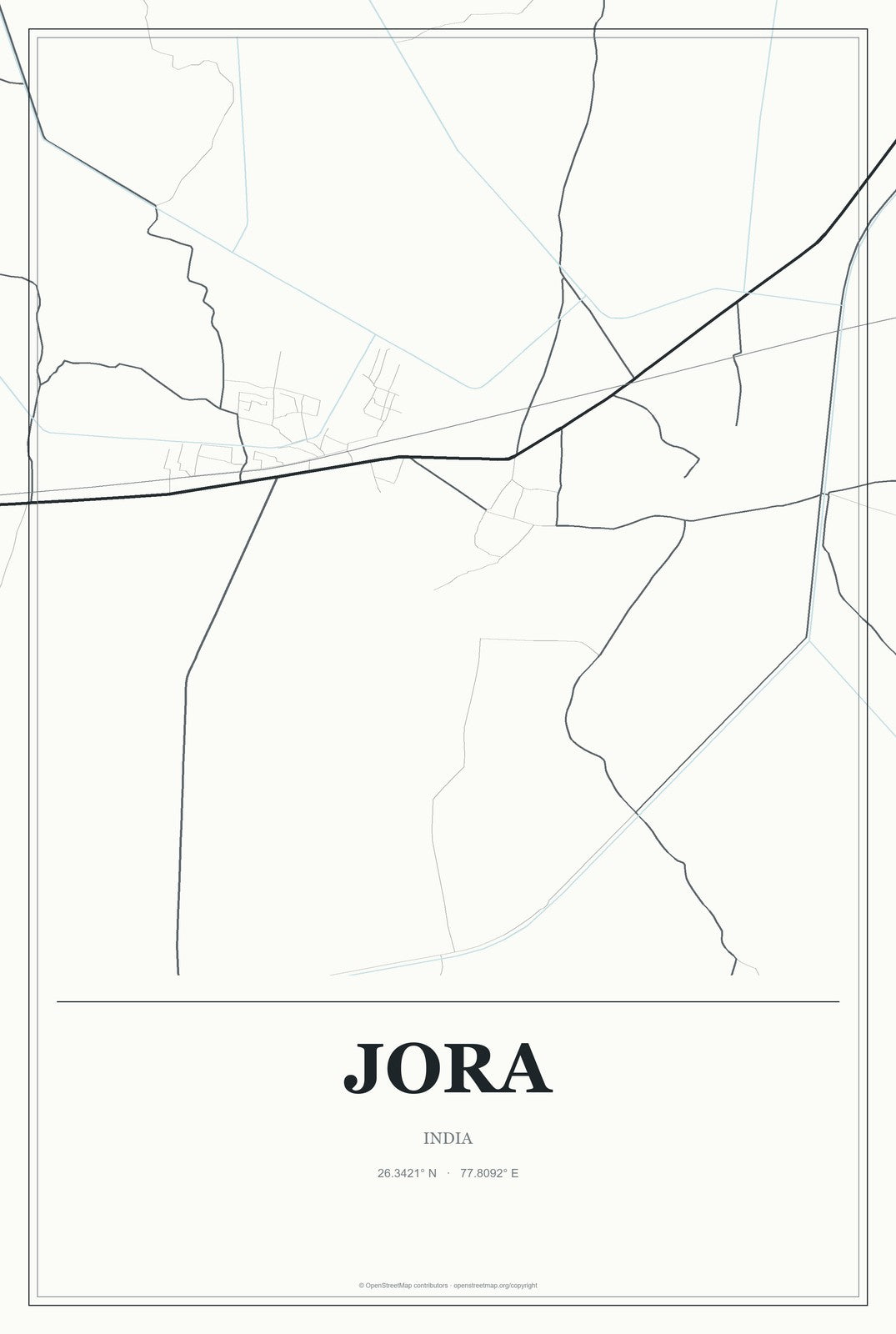 Jora, India City Map Aluminum Sign in Gallery Air style