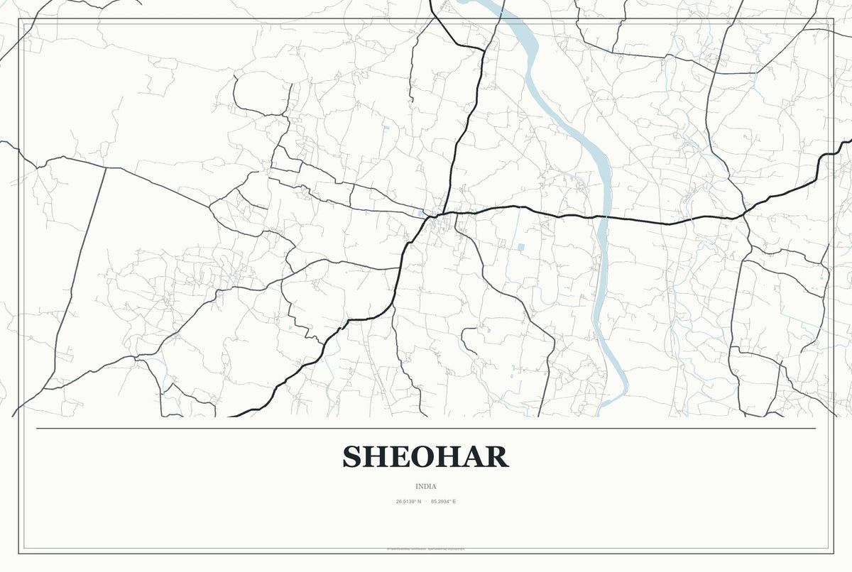 Sheohar, India City Map Aluminum Sign in Gallery Air style