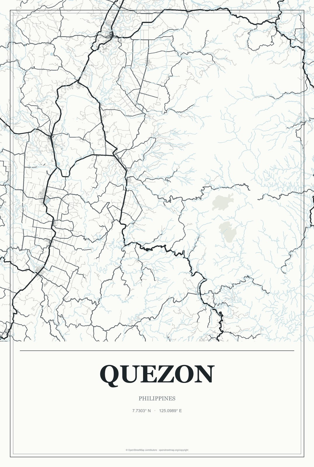 Quezon, Northern Mindanao, Philippines City Map Aluminum Sign in Gallery Air style