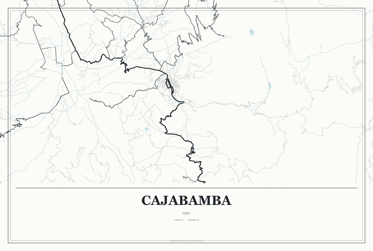 Cajabamba, Peru City Map Aluminum Sign in Gallery Air style
