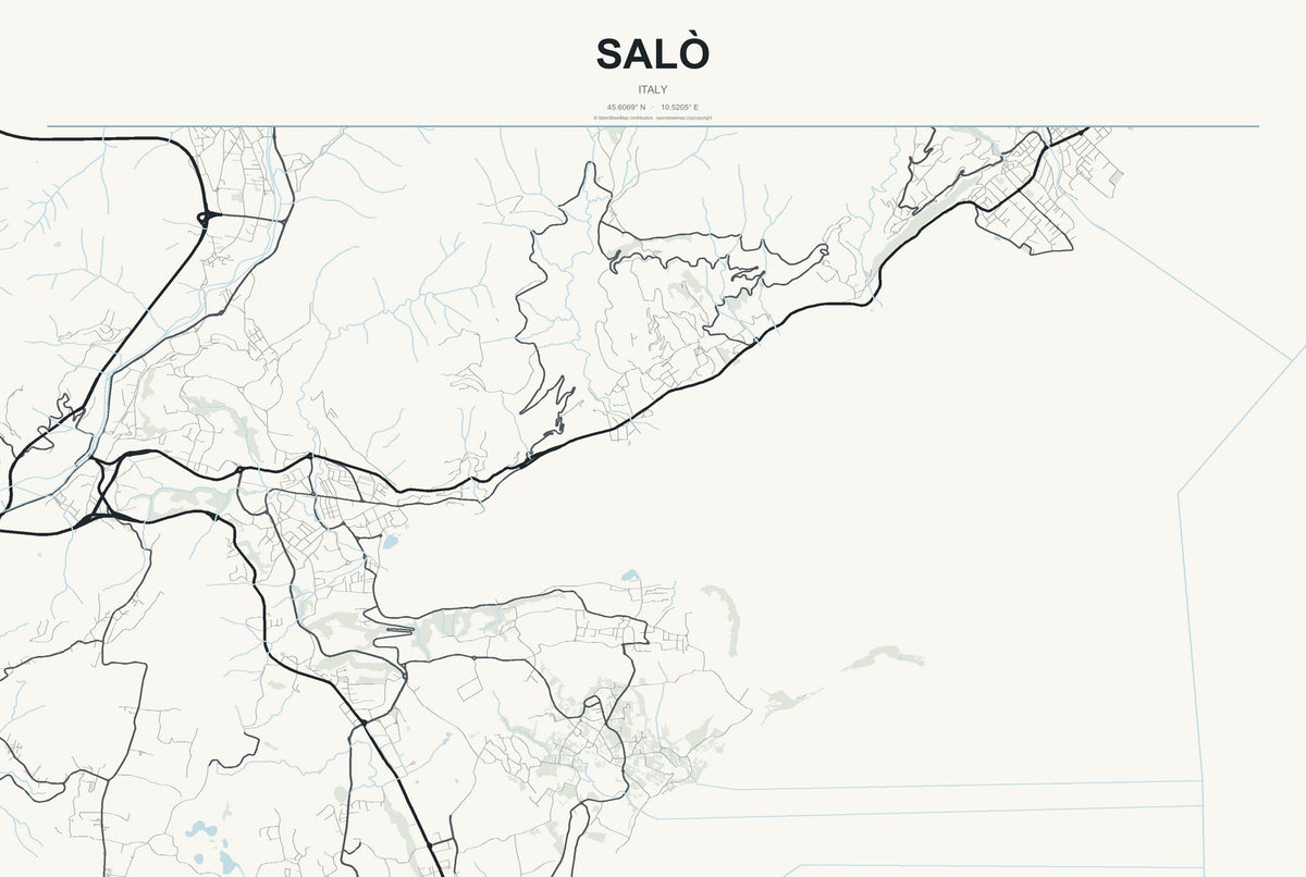 Salò, Italy City Map Aluminum Sign in Headline Atlas style