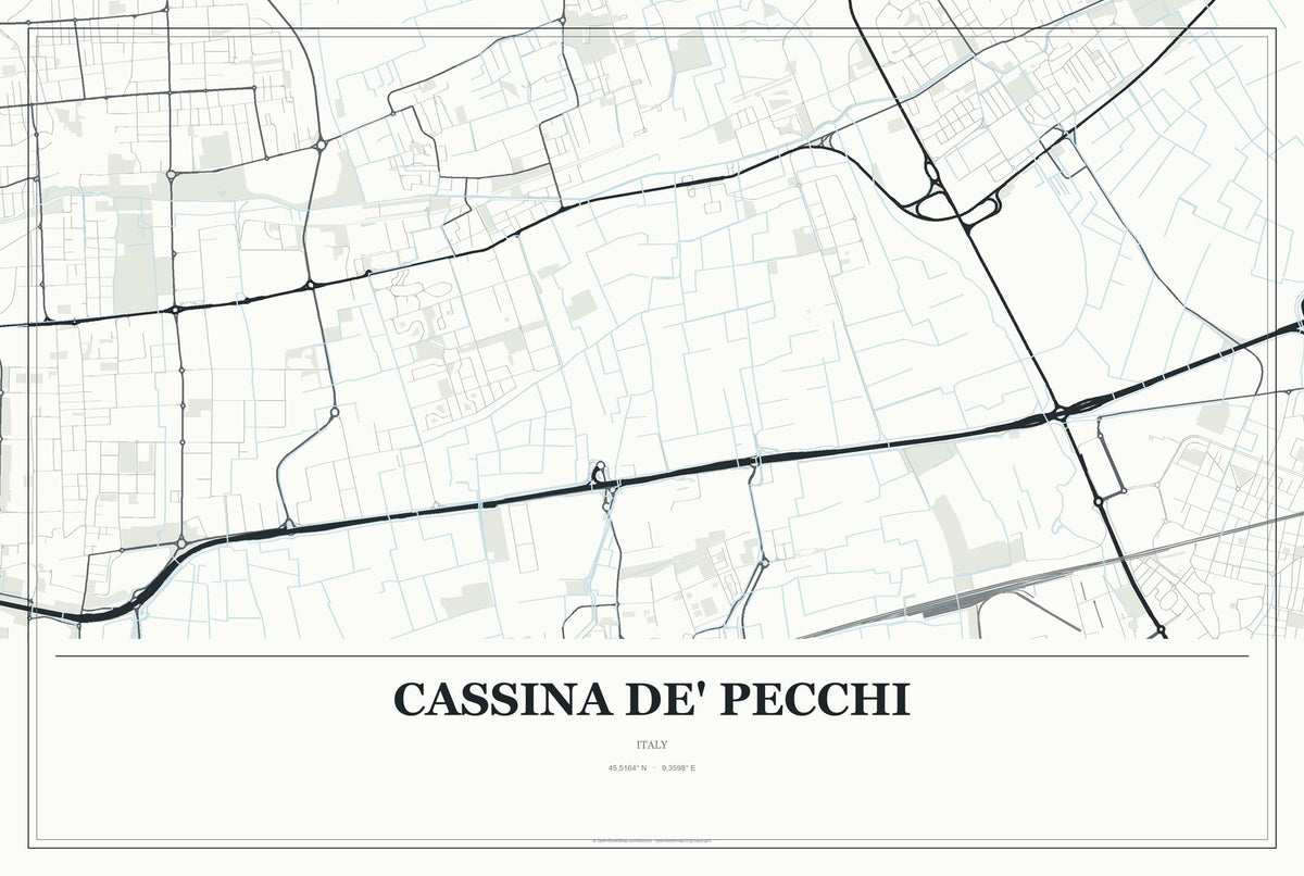 Cassina de' Pecchi, Italy City Map Aluminum Sign in Gallery Air style