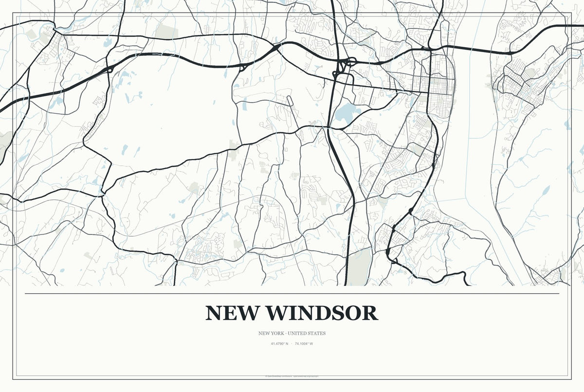 New Windsor, New York City Map Aluminum Sign in Gallery Air style