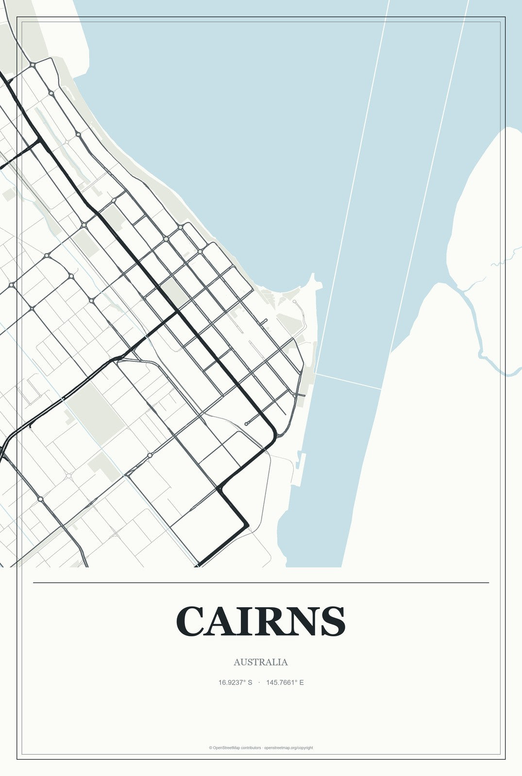 Cairns, Australia City Map Aluminum Sign in Gallery Air style
