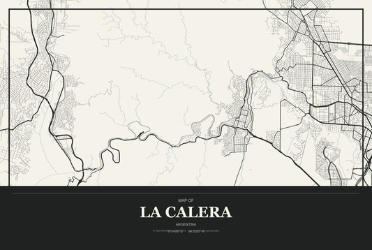 La Calera, Argentina City Map Aluminum Sign in Museum Plaque style