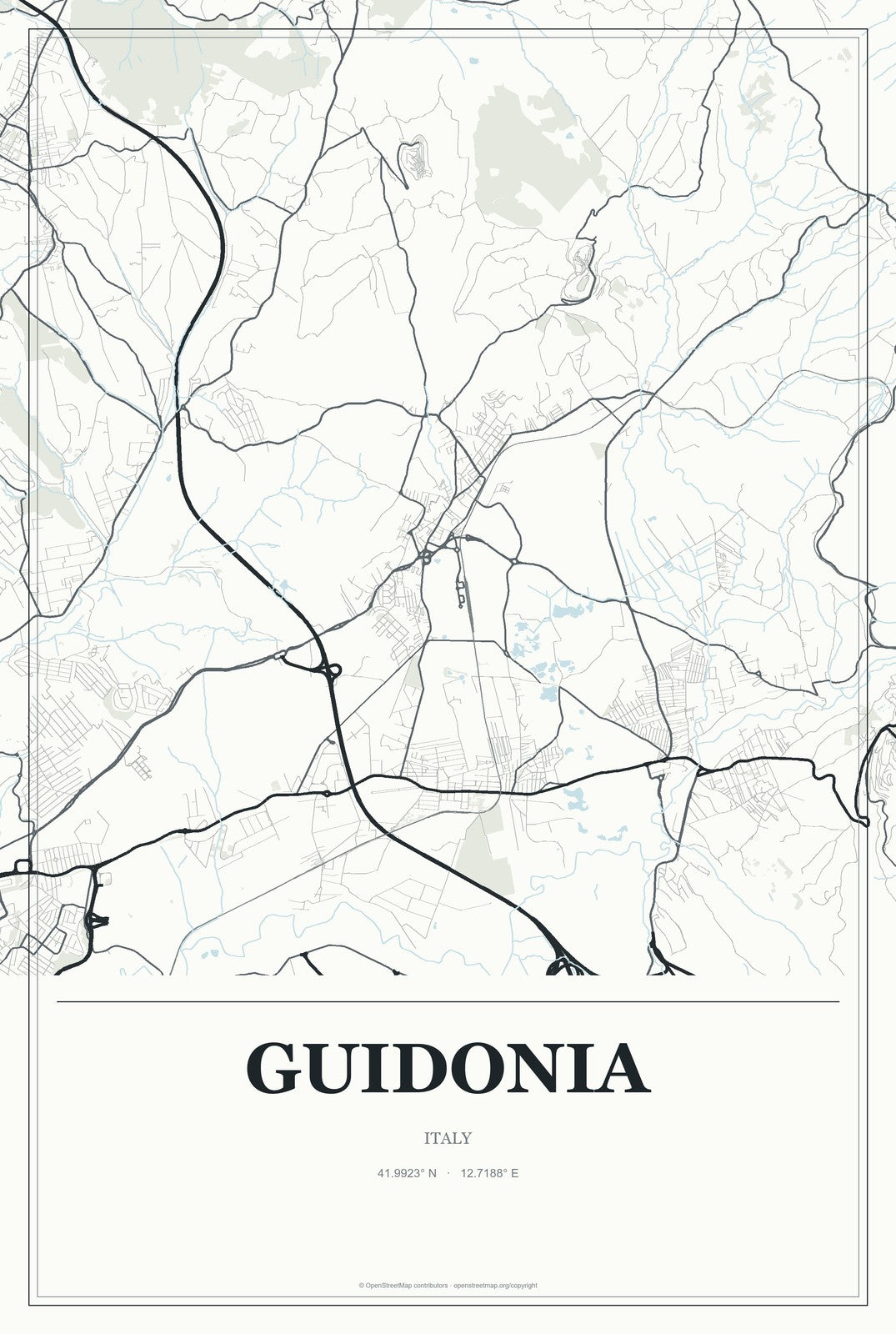 Guidonia, Italy City Map Aluminum Sign in Gallery Air style
