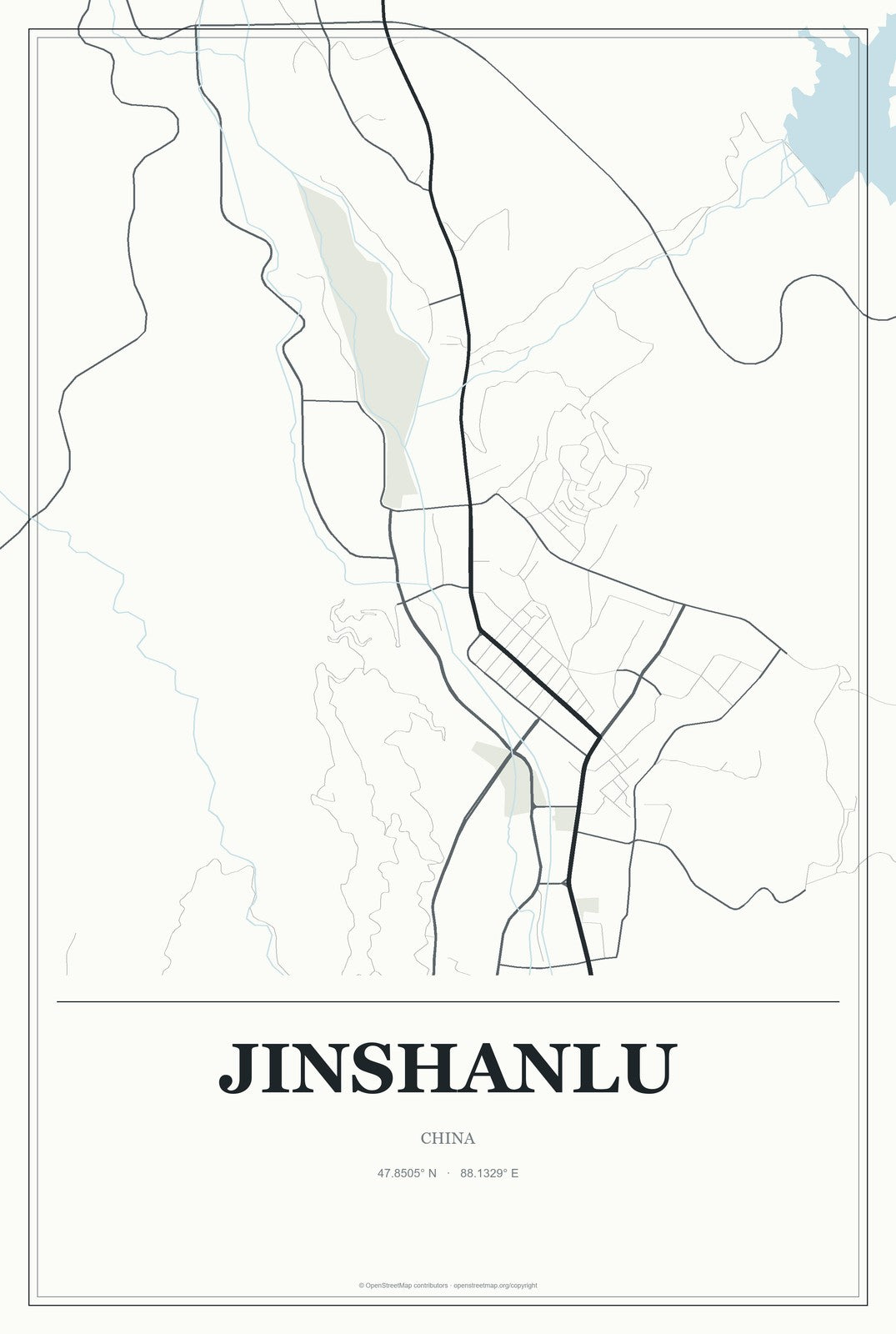 Jinshanlu, China City Map Aluminum Sign in Gallery Air style