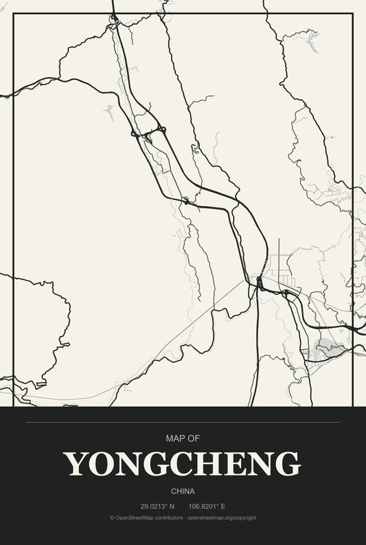 Yongcheng, China City Map Aluminum Sign in Museum Plaque style
