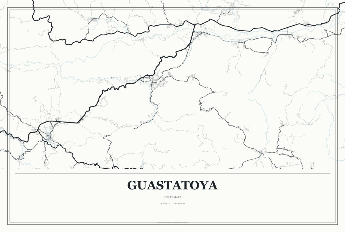 Guastatoya, Guatemala City Map Aluminum Sign in Gallery Air style