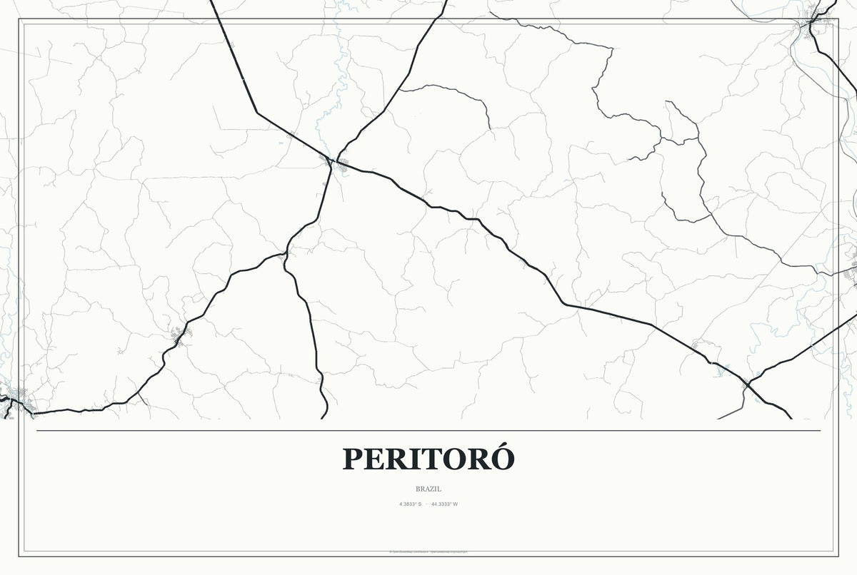 Peritoró, Brazil City Map Aluminum Sign in Gallery Air style