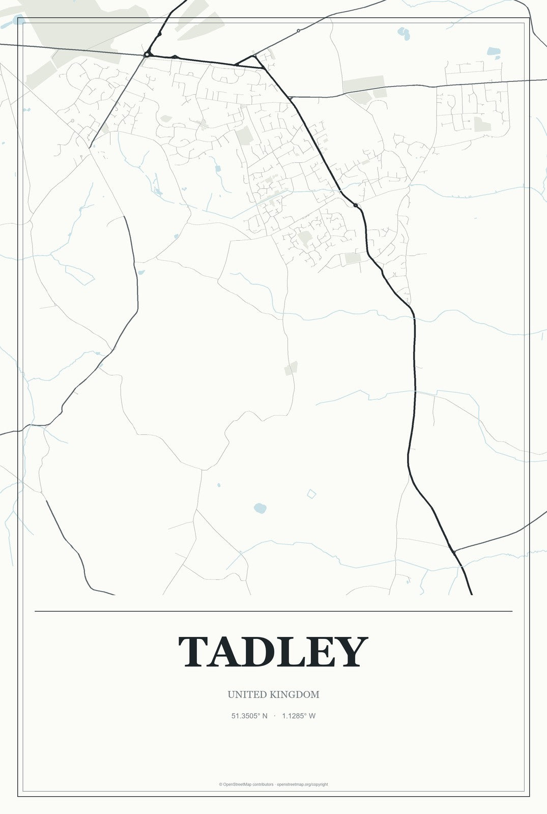 Tadley, United Kingdom City Map Aluminum Sign in Gallery Air style