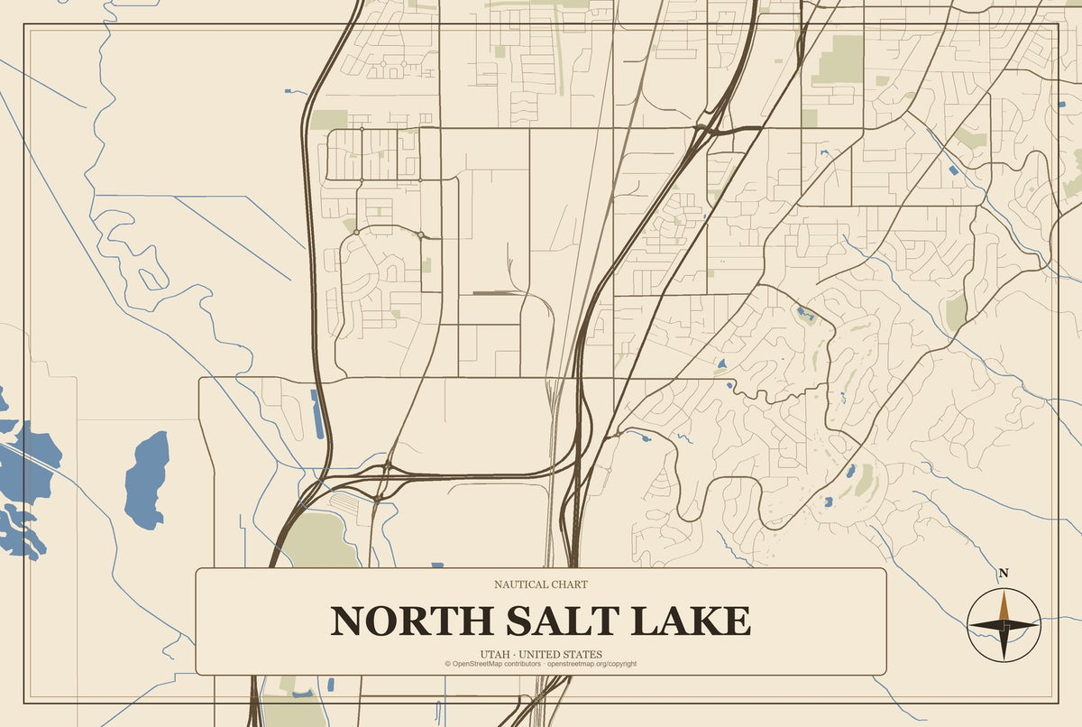 North Salt Lake, Utah City Map Aluminum Sign in Heritage Nautical style