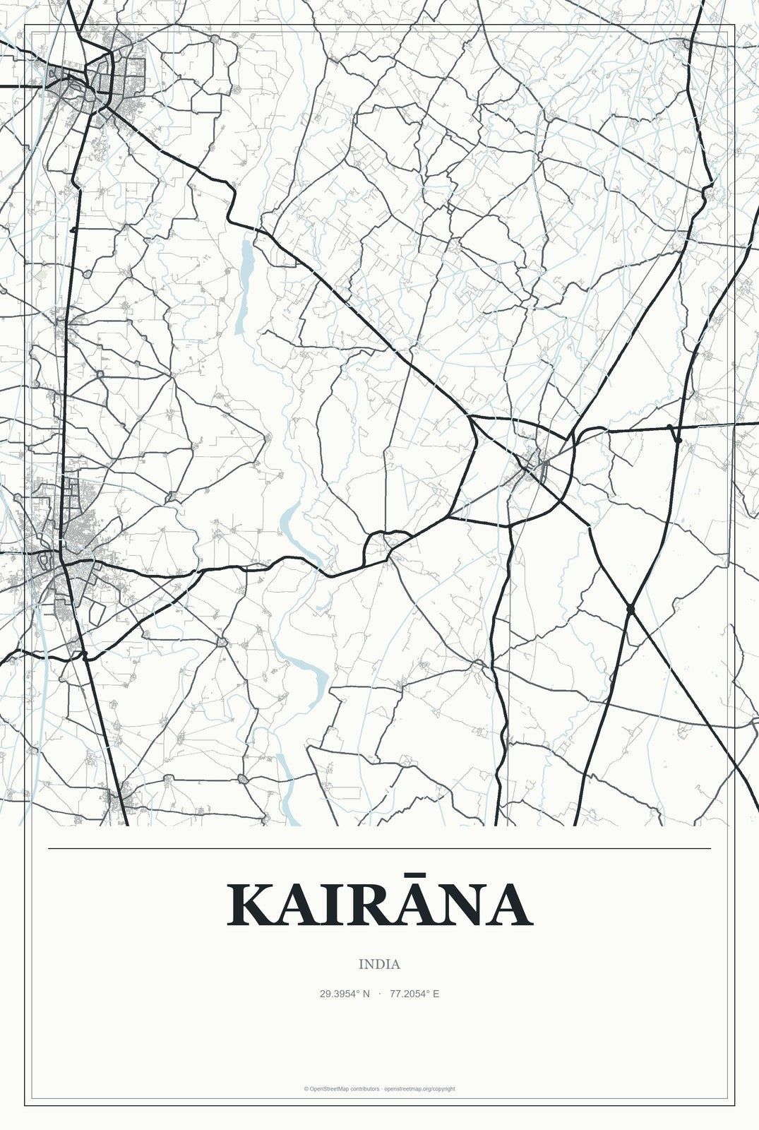 Kairāna, India City Map Aluminum Sign in Gallery Air style