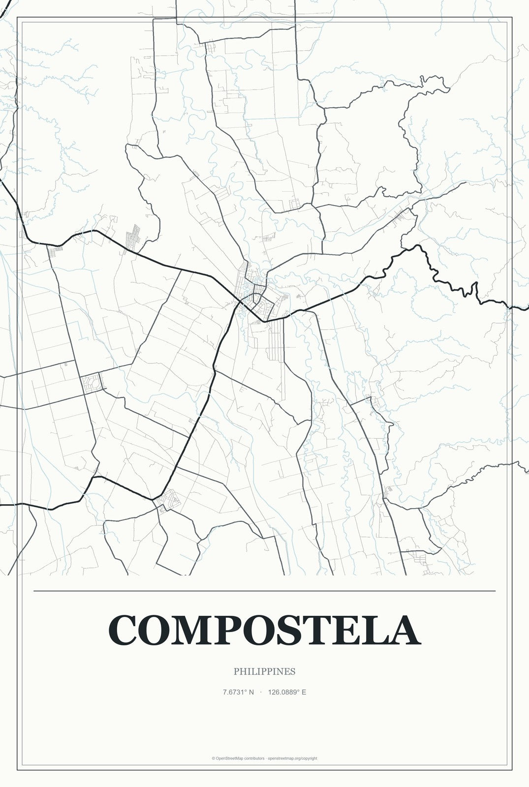 Compostela, Central Visayas, Philippines City Map Aluminum Sign in Gallery Air style