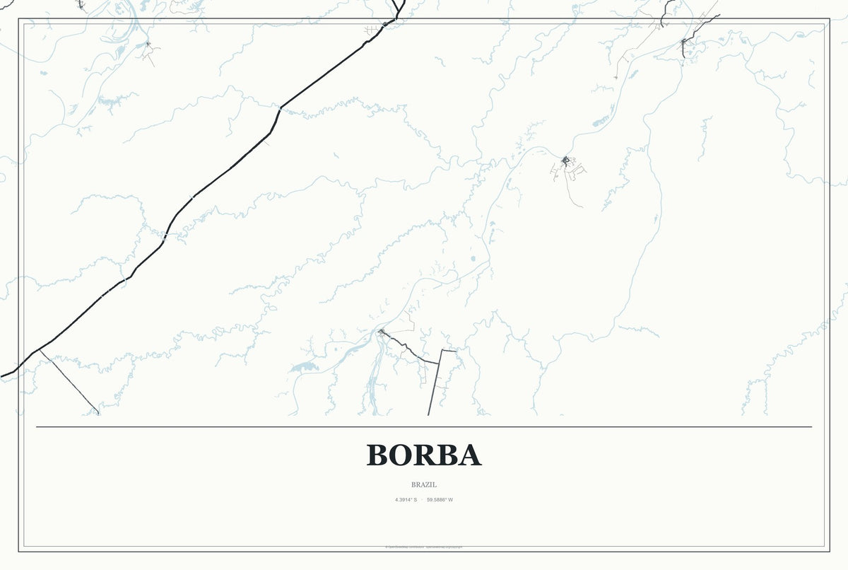 Borba, Brazil City Map Aluminum Sign in Gallery Air style