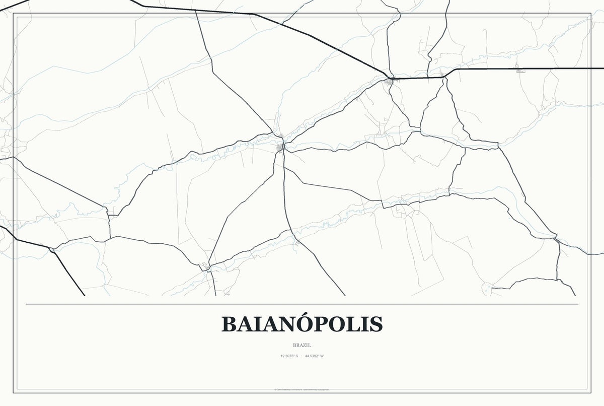 Baianópolis, Brazil City Map Aluminum Sign in Gallery Air style