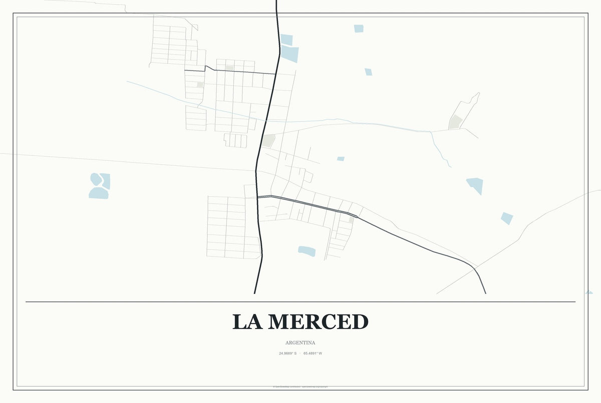 La Merced, Argentina City Map Aluminum Sign in Gallery Air style