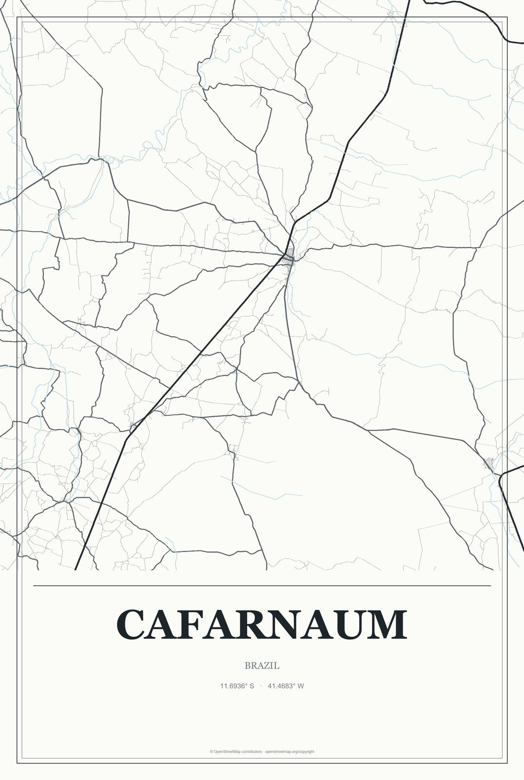 Cafarnaum, Brazil City Map Aluminum Sign in Gallery Air style