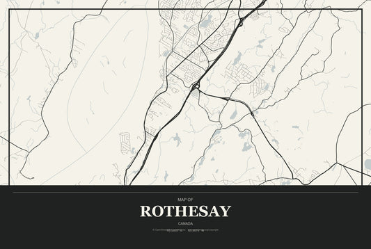 Rothesay, Canada City Map Aluminum Sign in Museum Plaque style