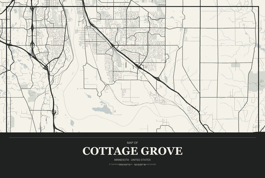 Cottage Grove, Minnesota City Map Aluminum Sign in Museum Plaque style