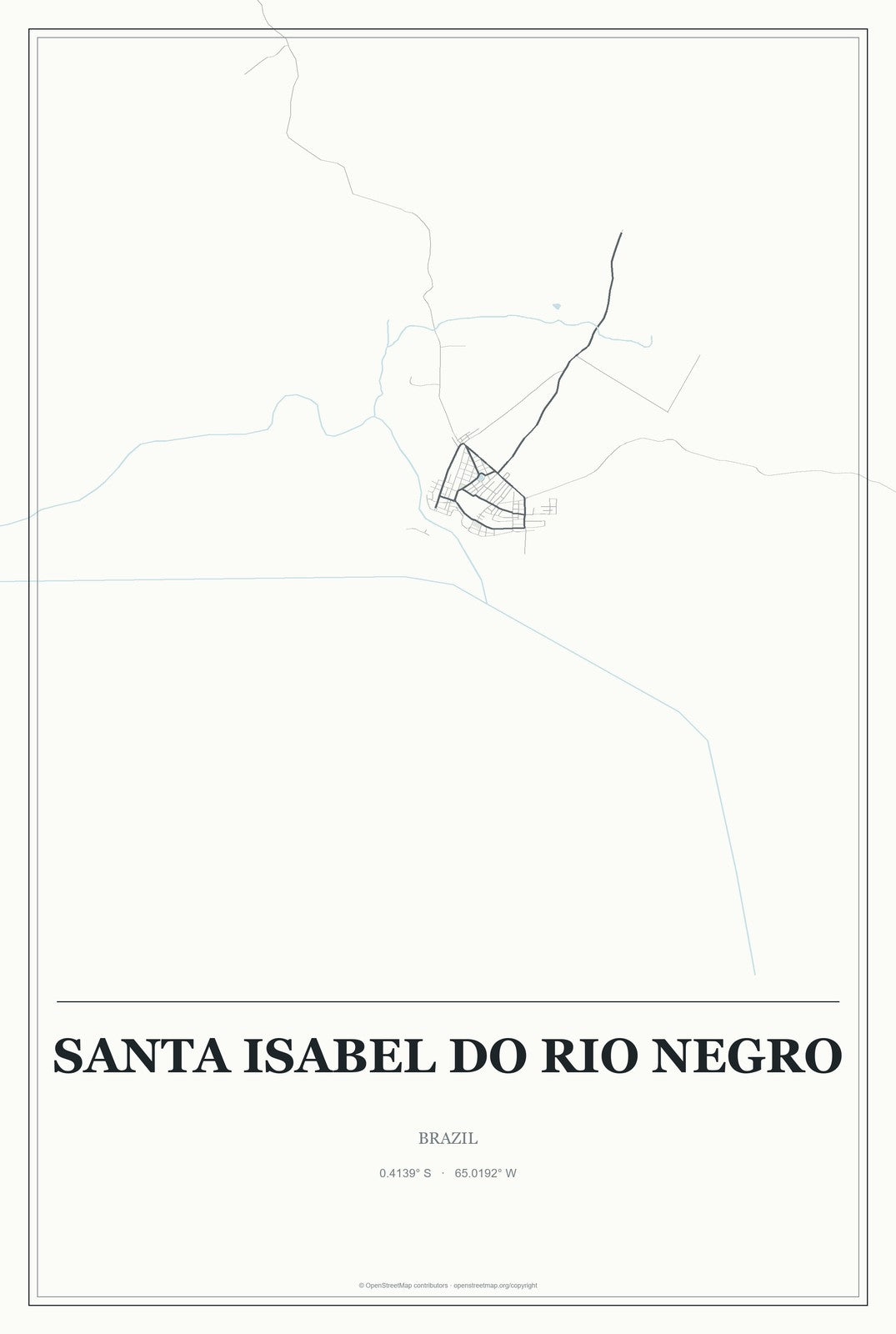 Santa Isabel do Rio Negro, Brazil City Map Aluminum Sign in Gallery Air style