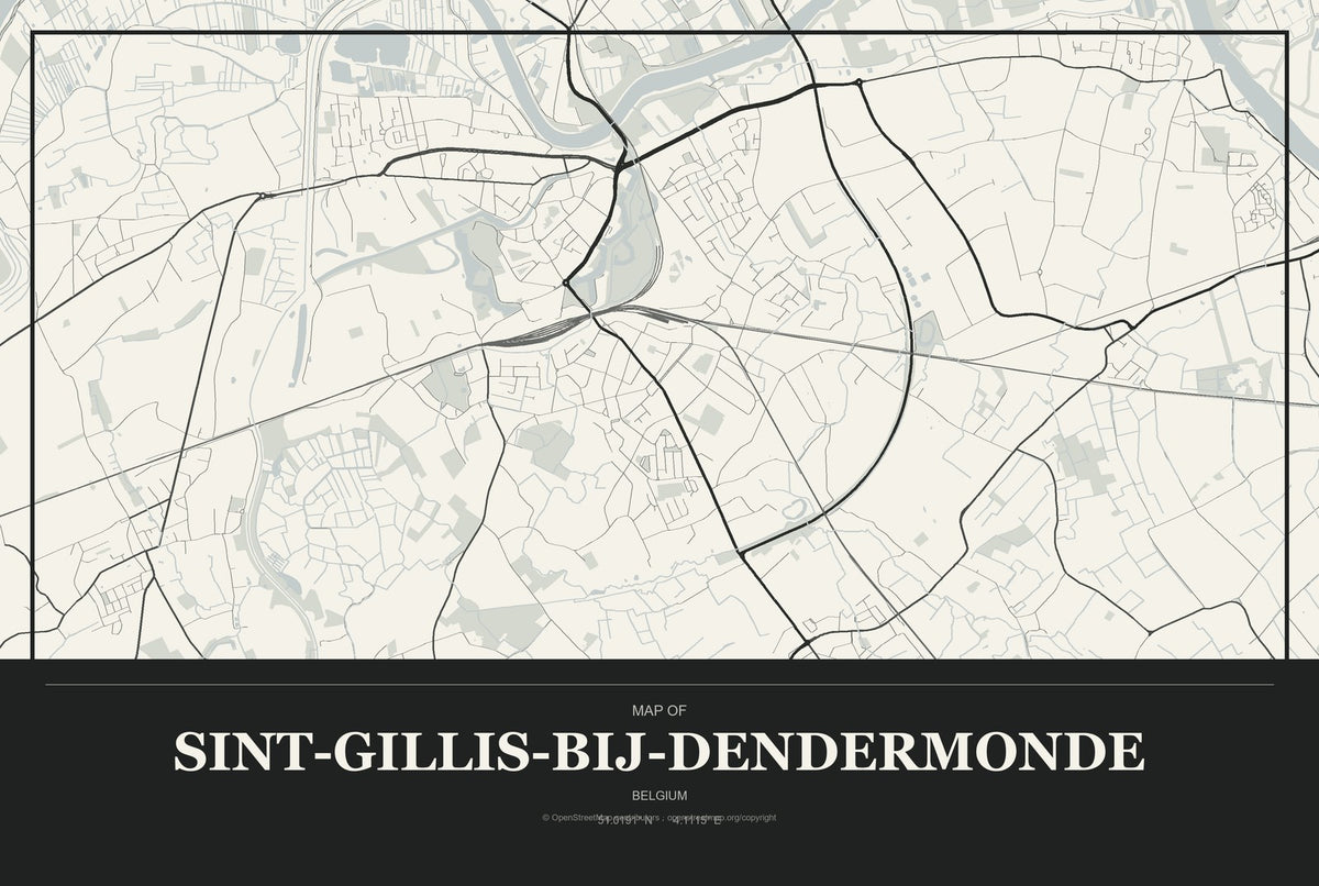 Sint-Gillis-bij-Dendermonde, Belgium City Map Aluminum Sign in Museum Plaque style