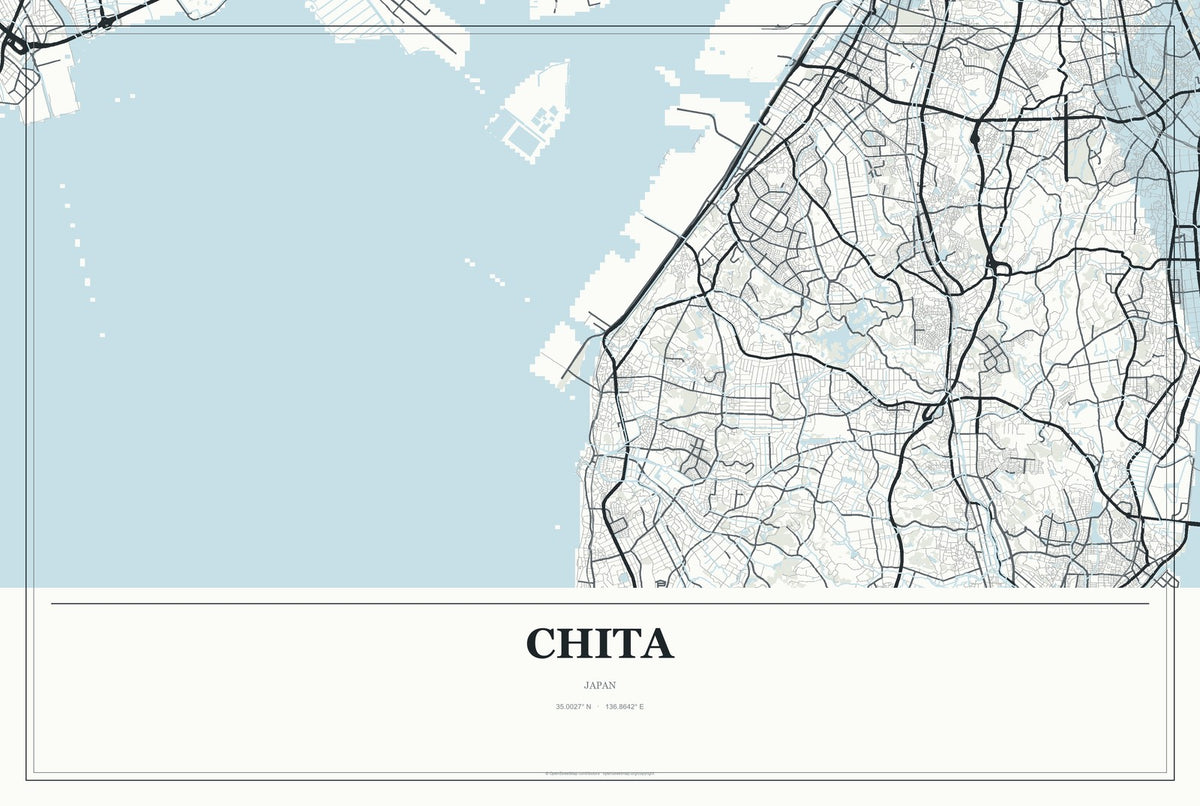 Chita, Japan City Map Aluminum Sign in Gallery Air style