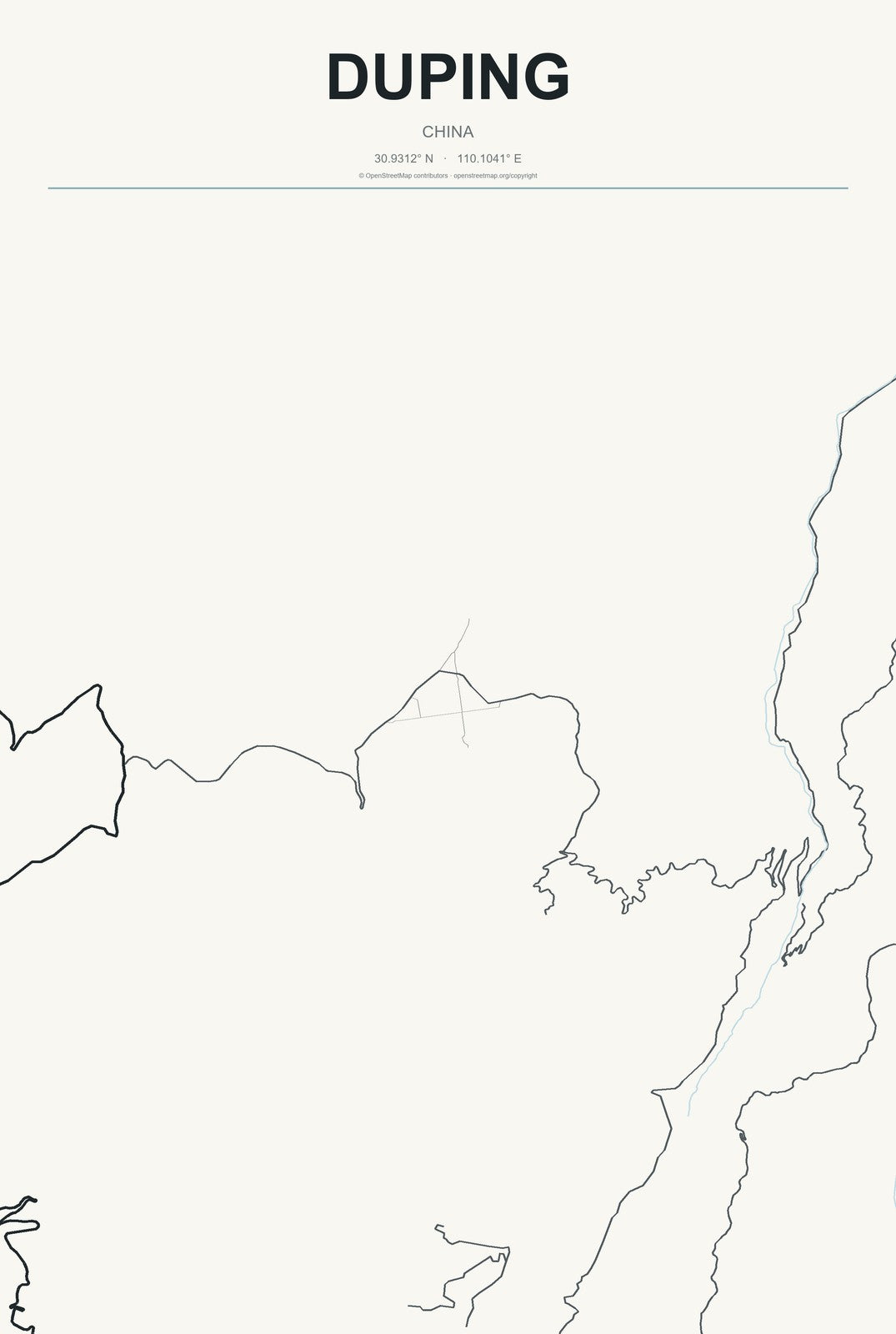 Duping, China City Map Aluminum Sign in Headline Atlas style