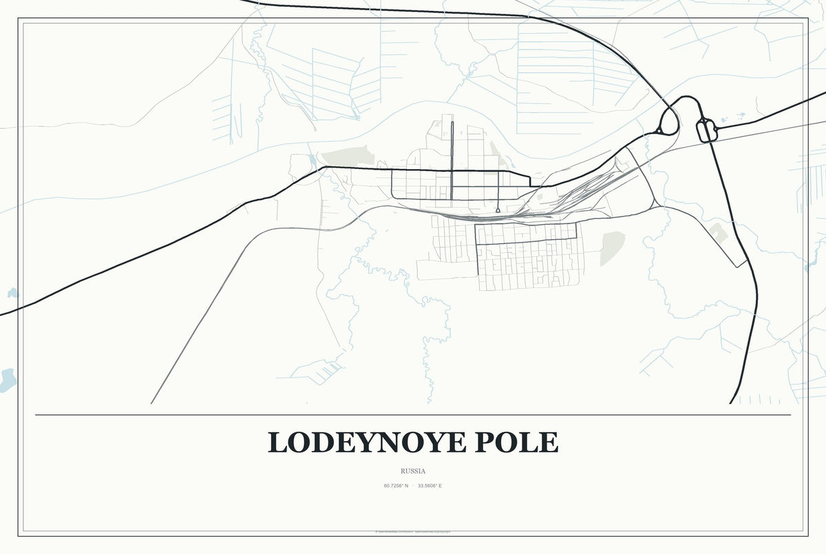 Lodeynoye Pole, Russia City Map Aluminum Sign in Gallery Air style
