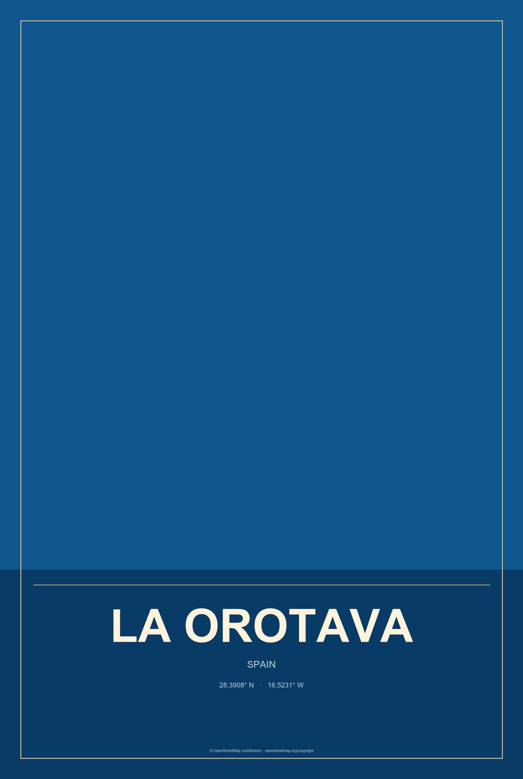 La Orotava, Spain City Map Aluminum Sign in Harbor Cobalt style