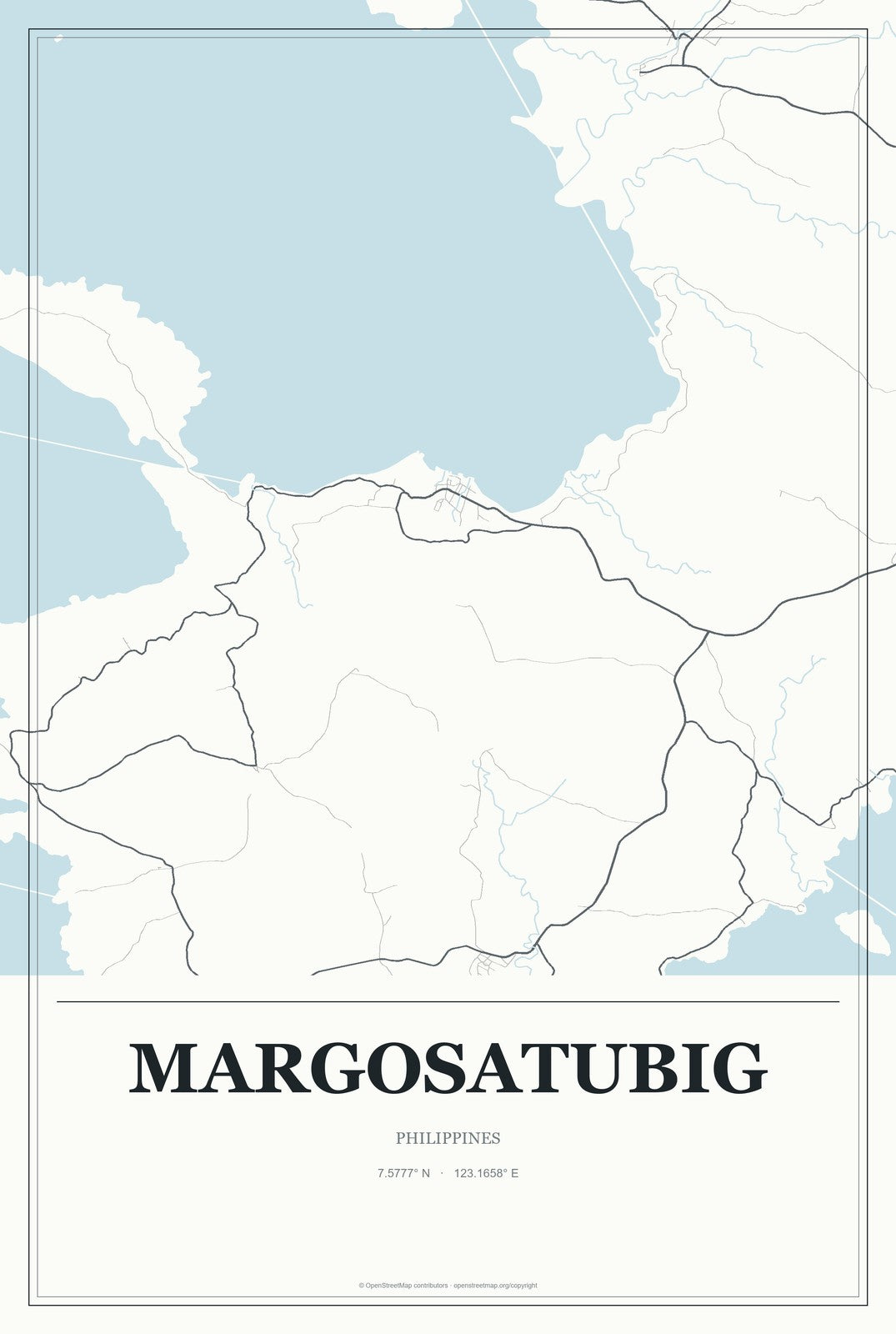 Margosatubig, Philippines City Map Aluminum Sign in Gallery Air style