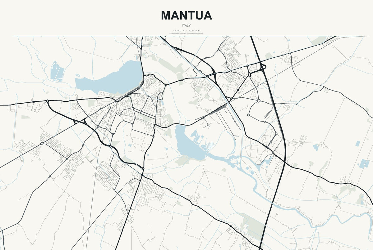 Mantua, Italy City Map Aluminum Sign in Headline Atlas style