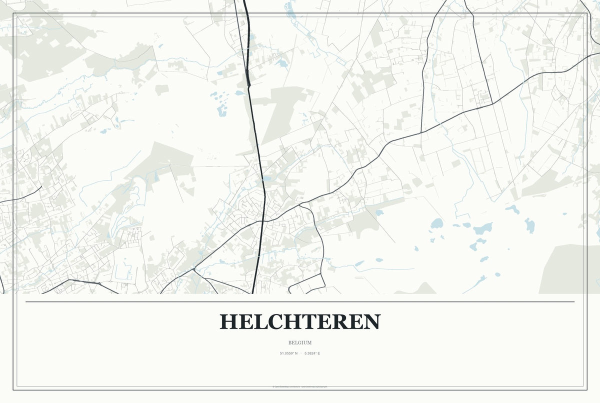 Helchteren, Belgium City Map Aluminum Sign in Gallery Air style