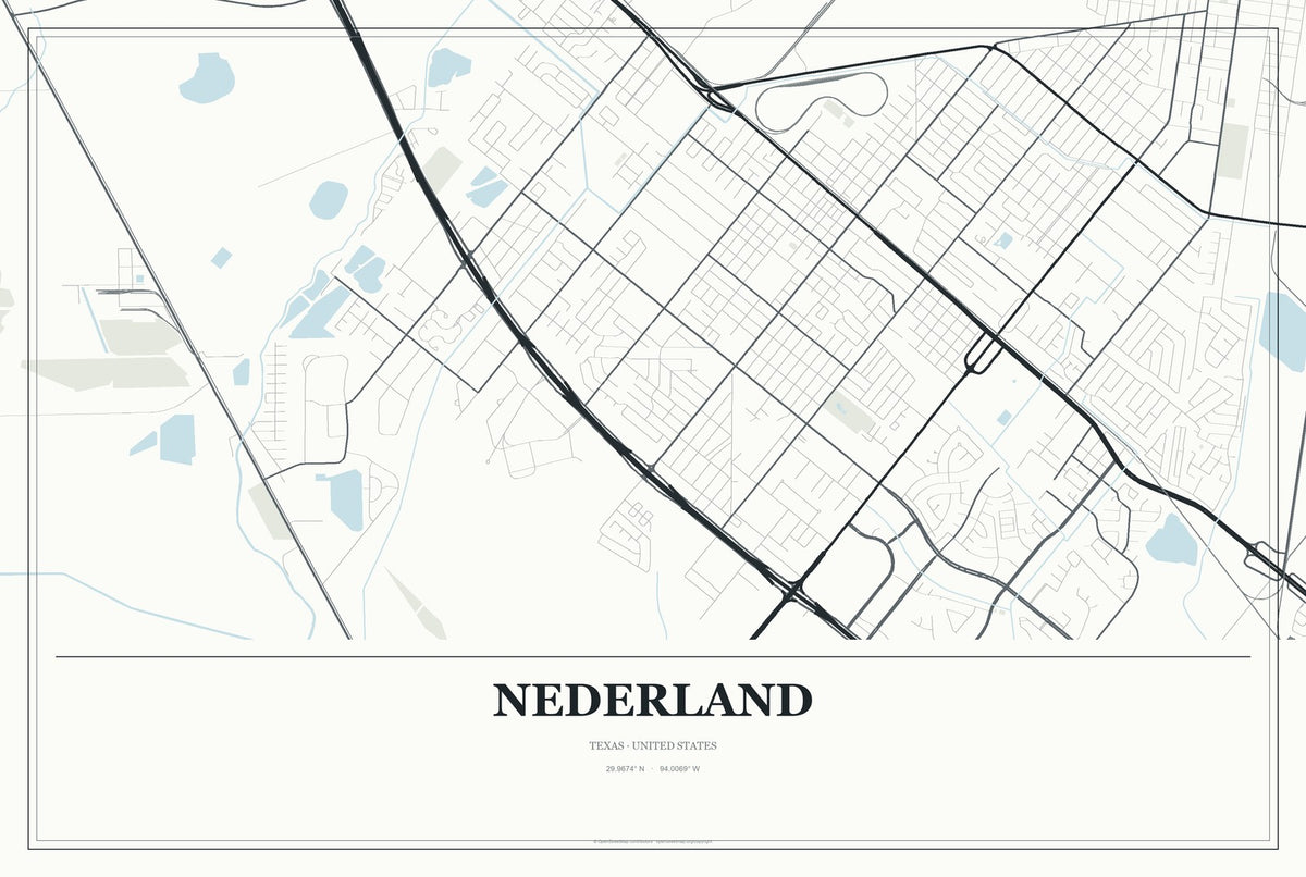 Nederland, Texas City Map Aluminum Sign in Gallery Air style