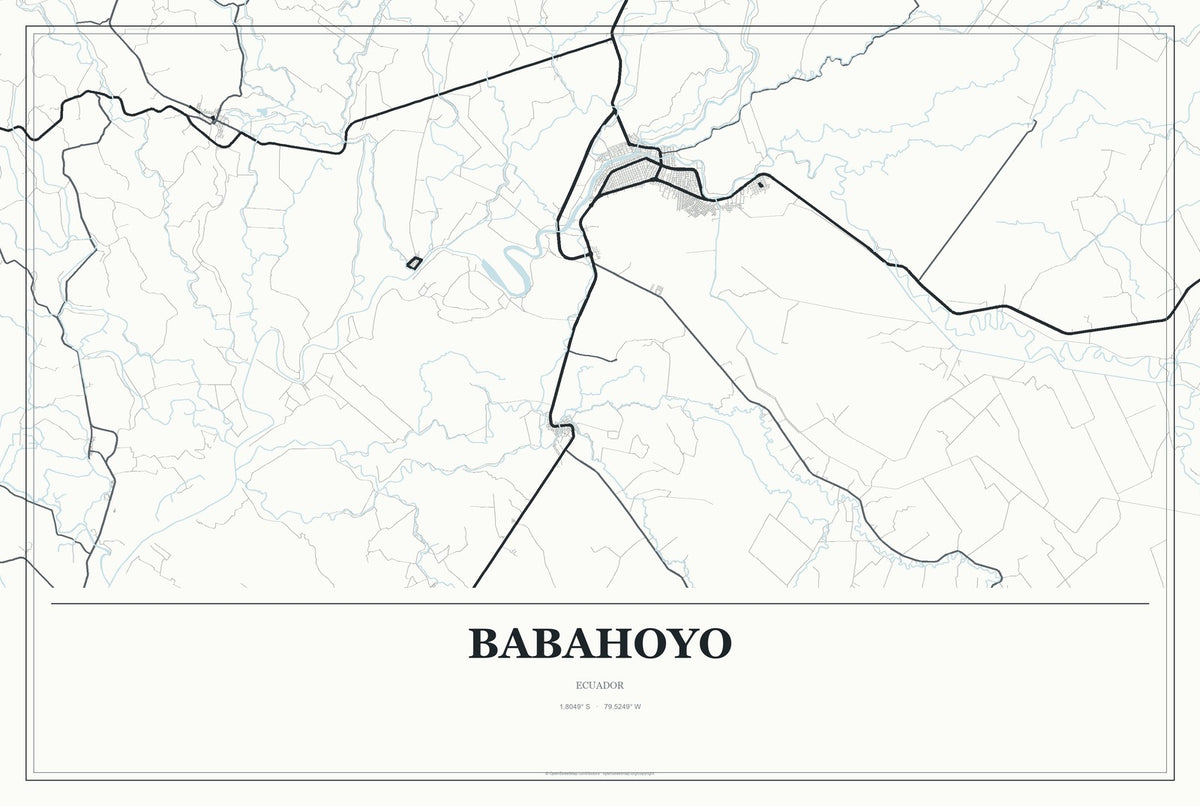 Babahoyo, Ecuador City Map Aluminum Sign in Gallery Air style