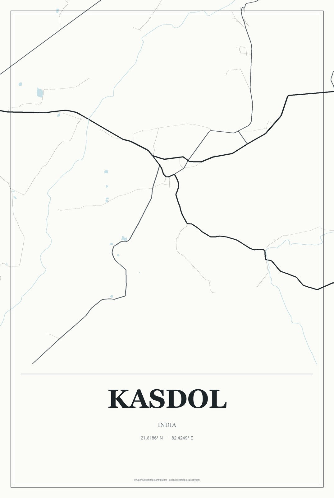 Kasdol, India City Map Aluminum Sign in Gallery Air style