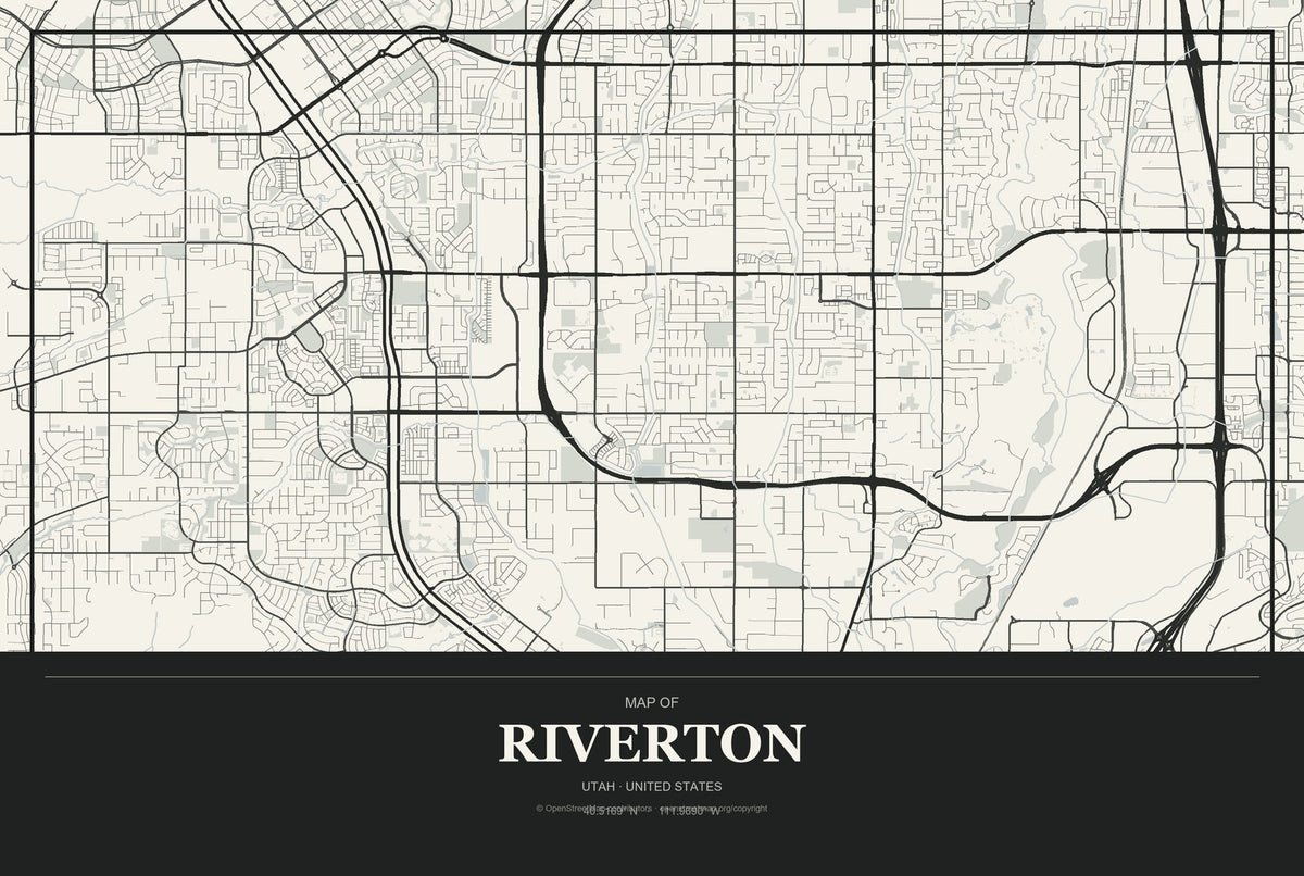 Riverton, Utah City Map Aluminum Sign in Museum Plaque style