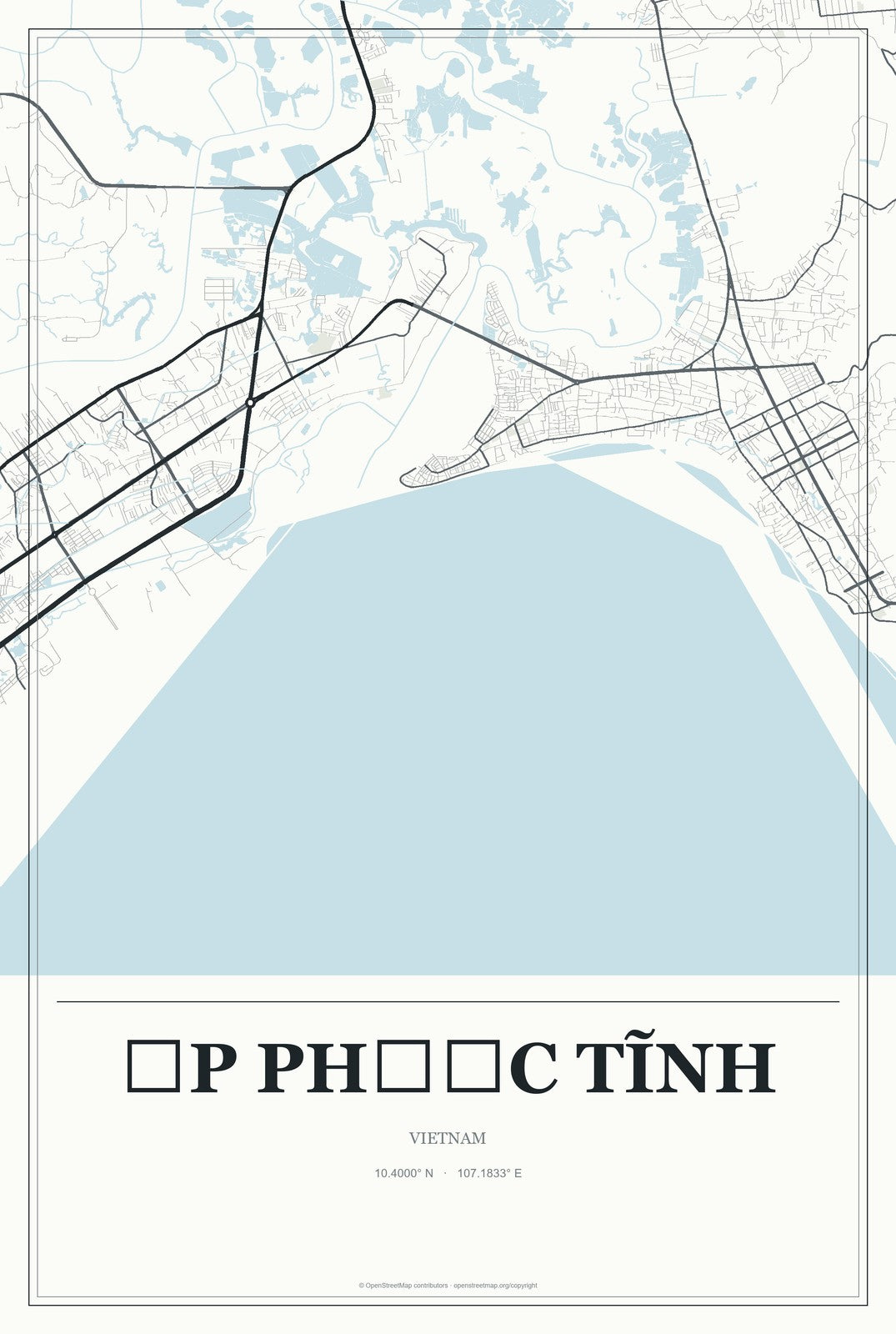 Ấp Phước Tĩnh, Vietnam City Map Aluminum Sign in Gallery Air style
